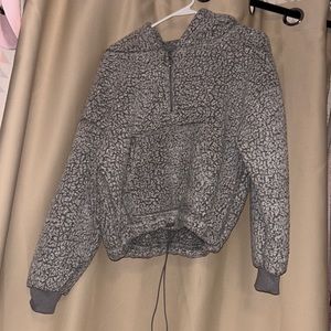 grey sherpa hoodie, S, love tree